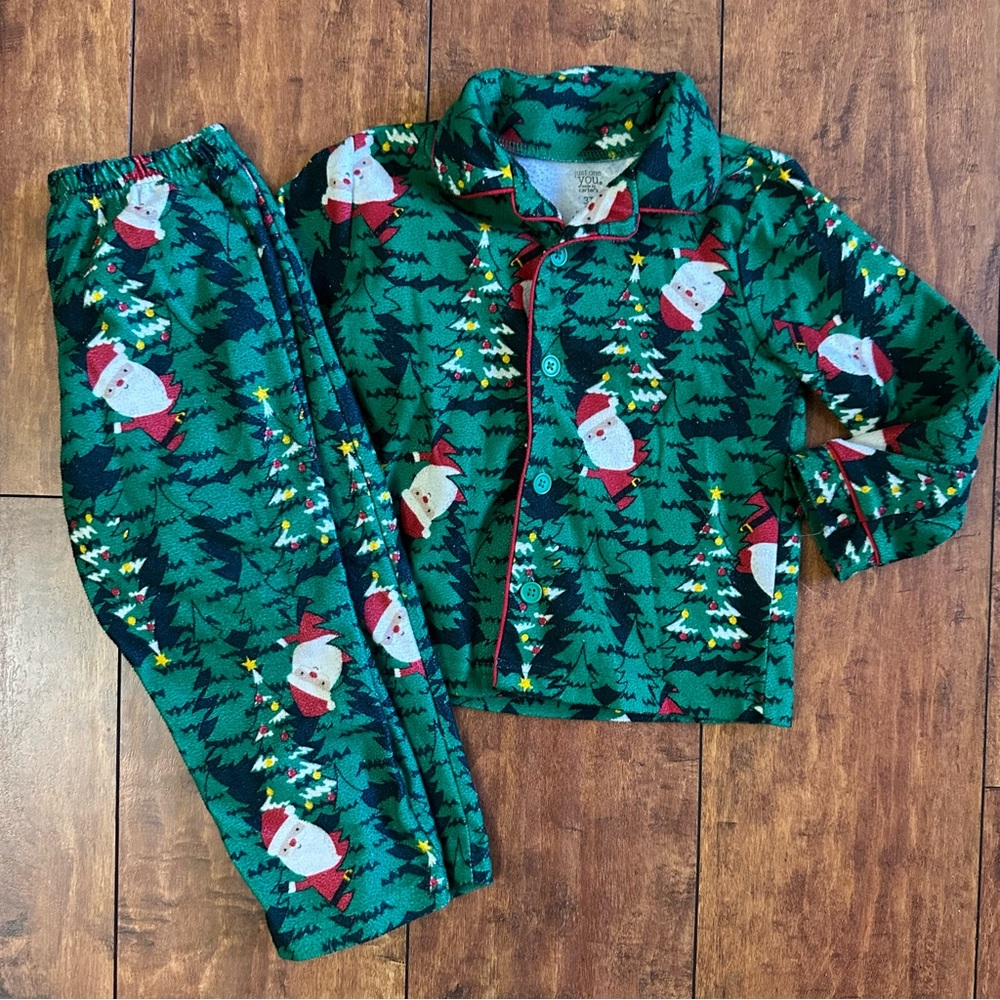 Festive Green Santa Kids Pajamas - 3T